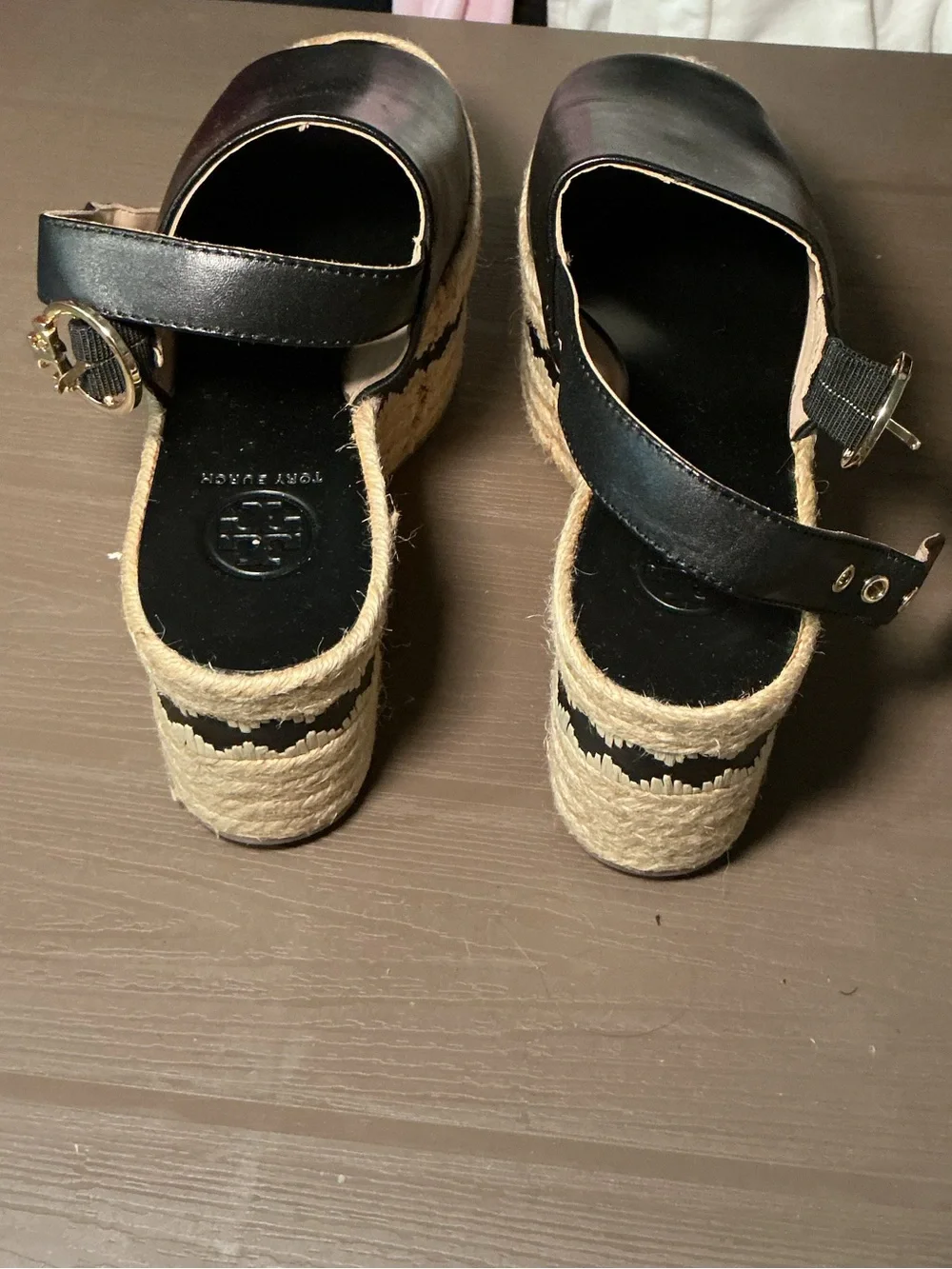 Tory Burch Black Espadrille Platform Slingback Sandals